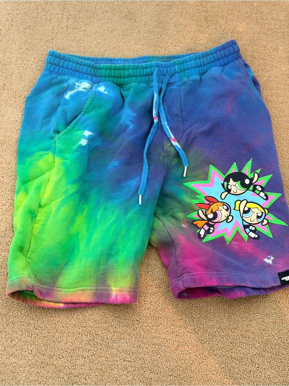 DIM MAK Tie-Dye Powerpuff Girls Men's Drawstring Shorts - Multicolor